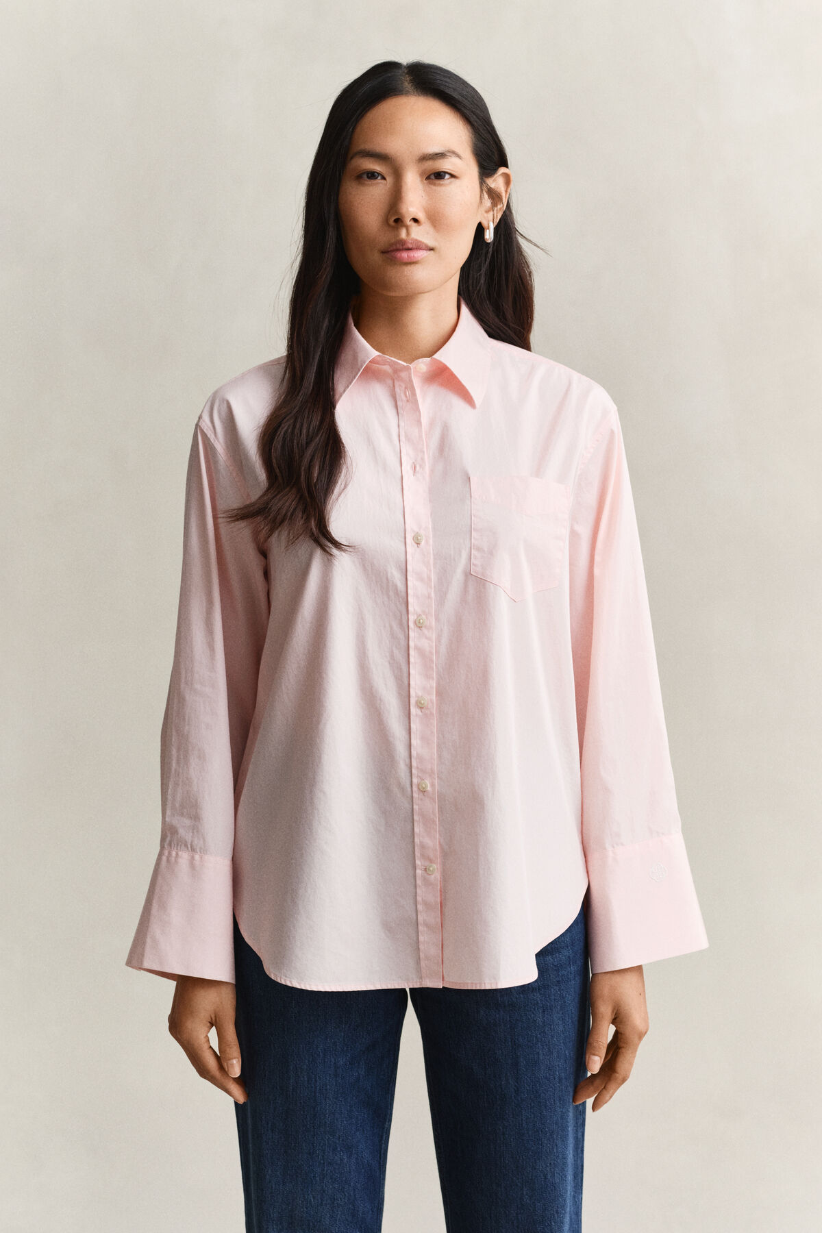 Wide Sleeve Classic Poplin Shirt — REFINED PINK