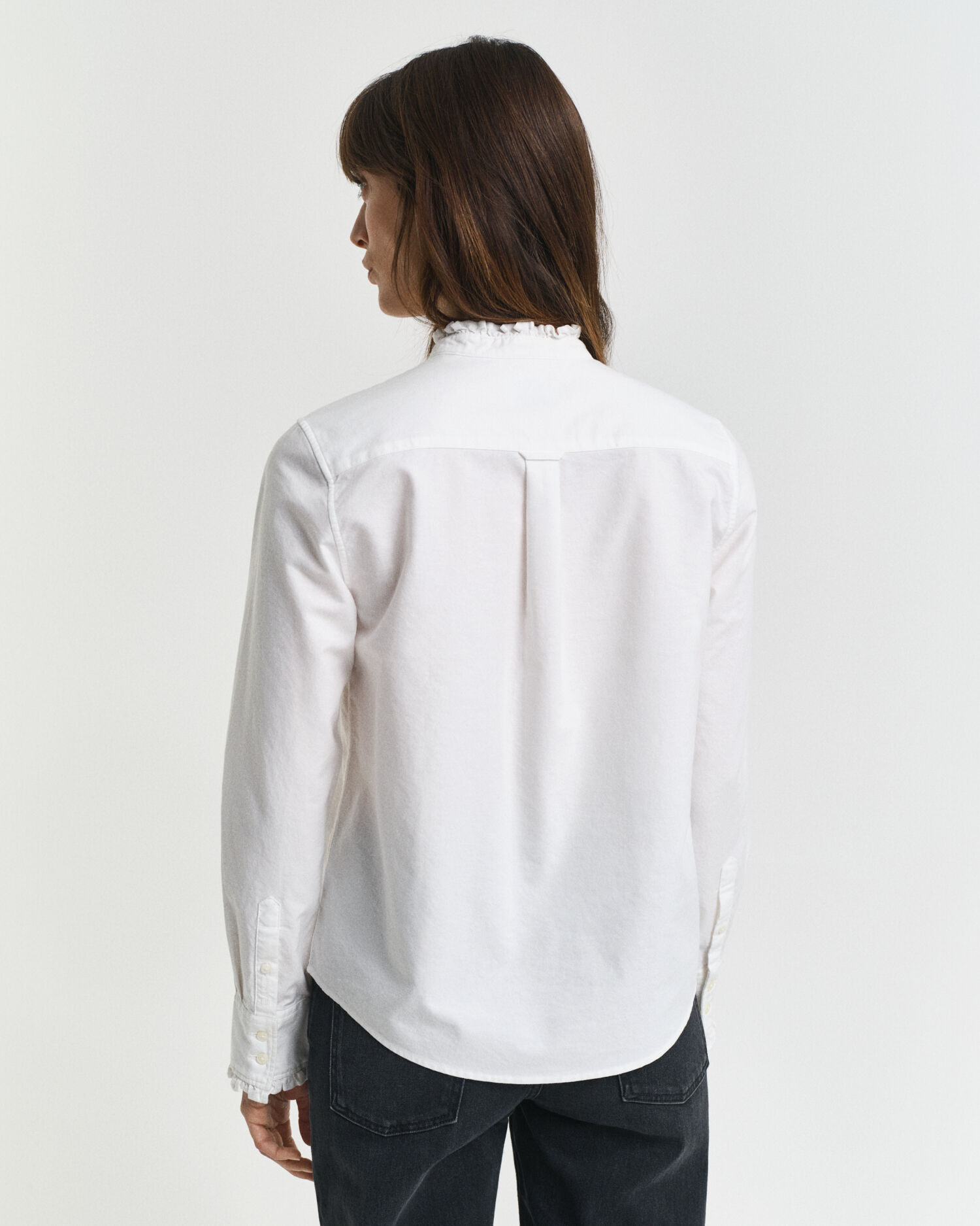 Gauze# FRILL COLLAR BLOUSE ホワイト Gauze Doublecloth Frilled Collar Blouse | 45R Official Online