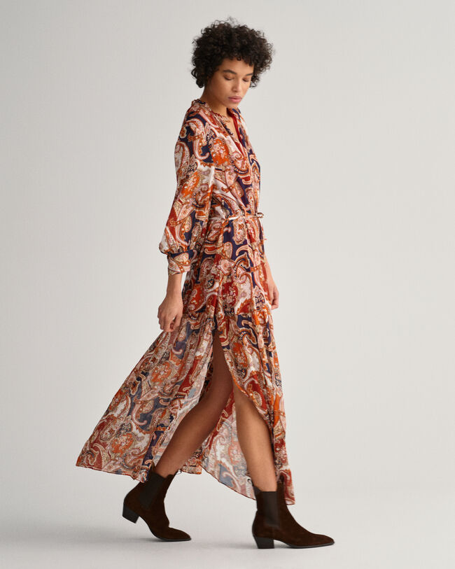 Paisley Flounce Maxi Dress