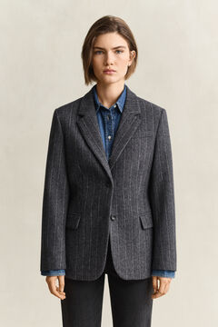 Pinstriped Hourglass Blazer — CHARCOAL MELANGE 7