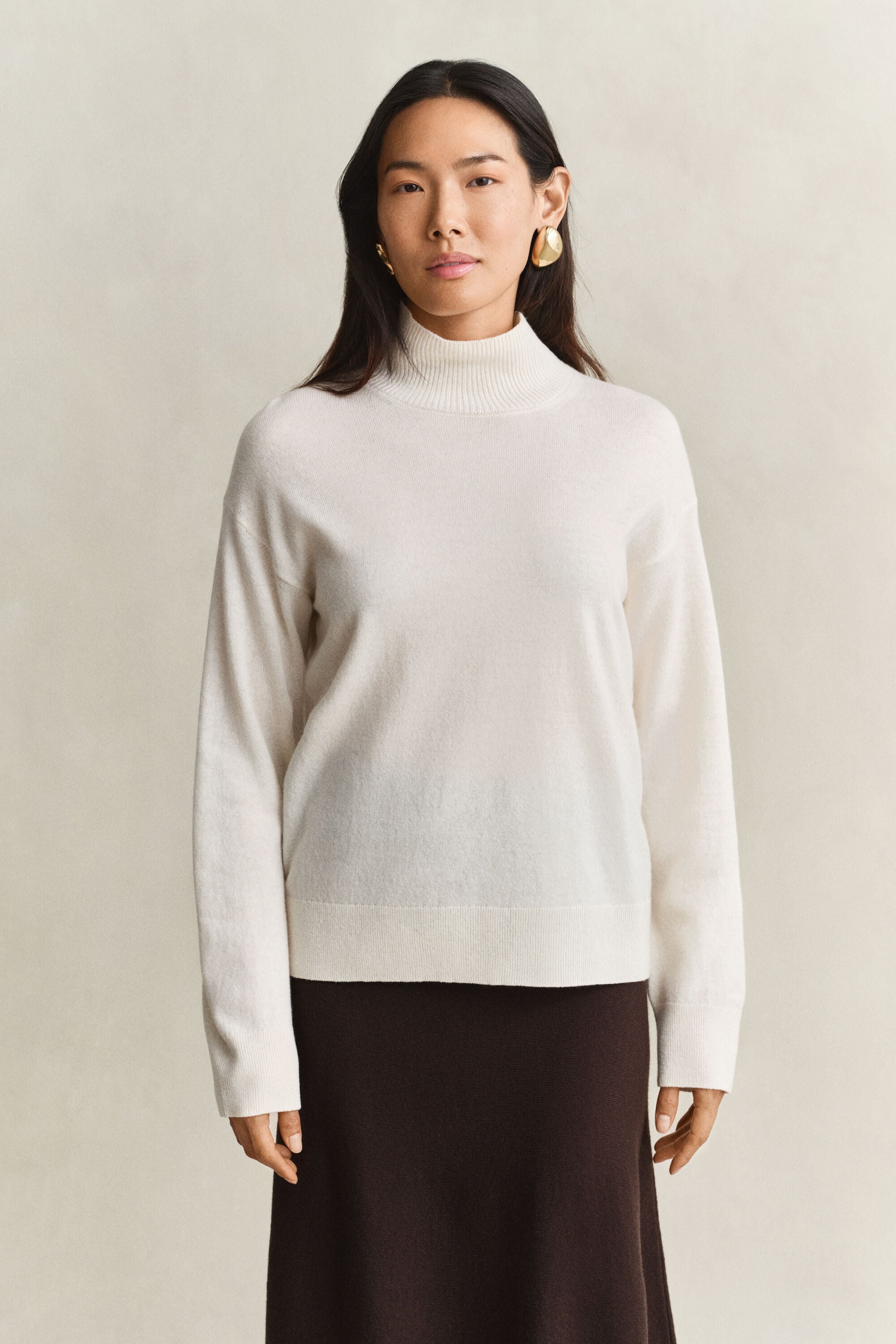 Superfine Lambswool Mock Neck Sweater