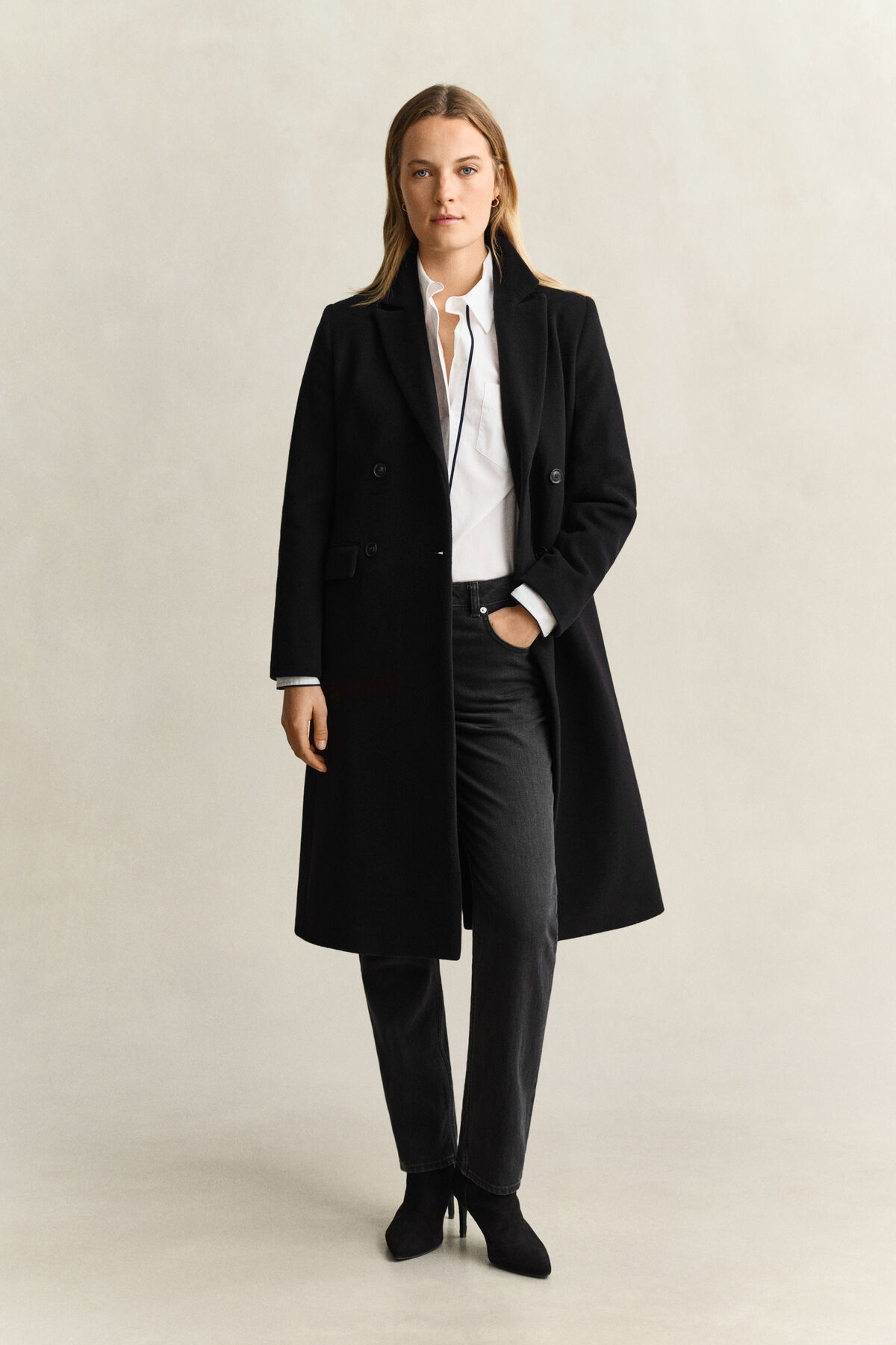 Wool Cashmere Blend Coat — BLACK