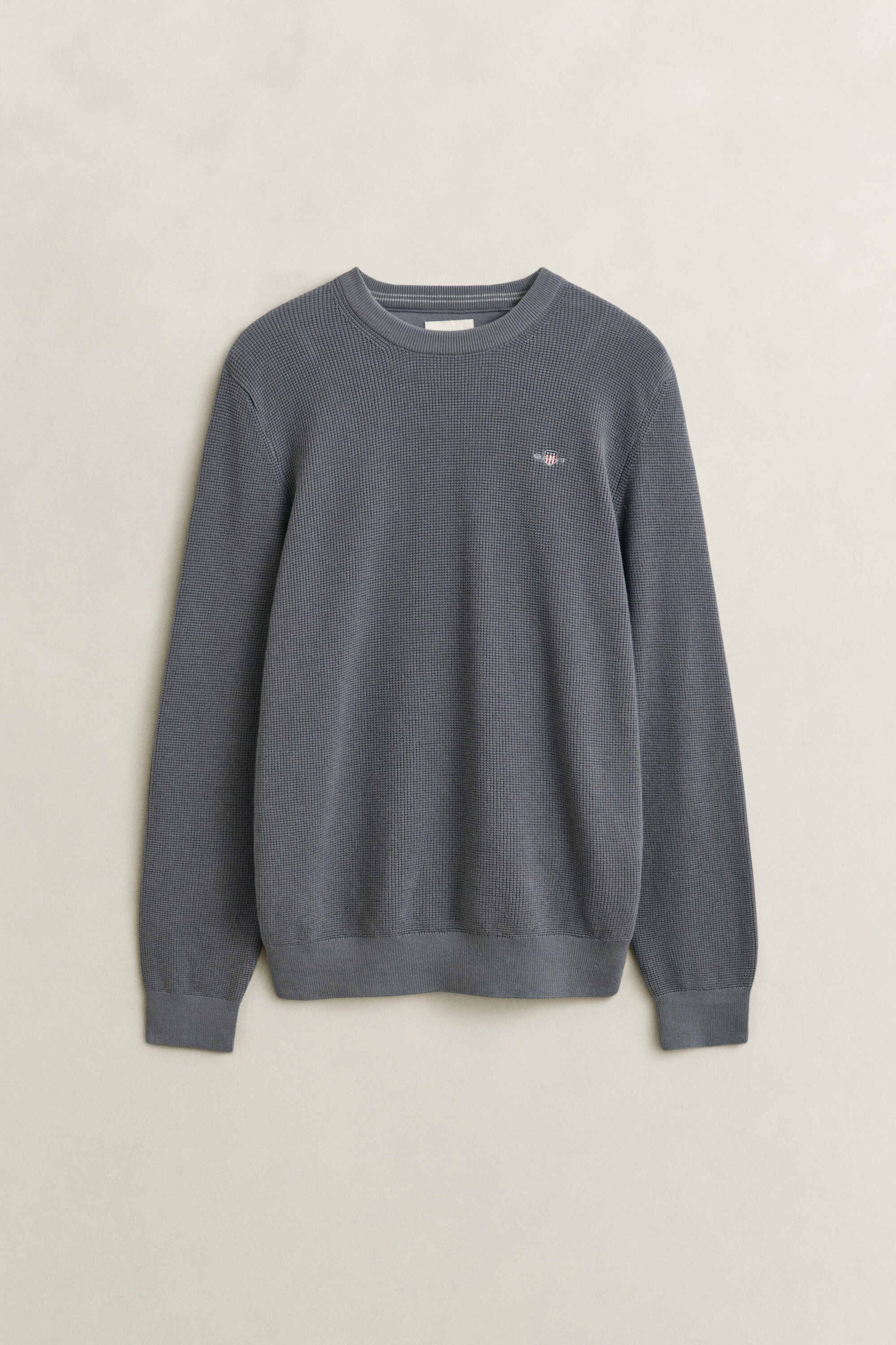 Textured Cotton Crew Neck Sweater