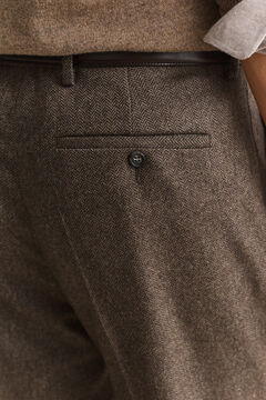Wool Herringbone Suit Pants — BLACK BROWN 5