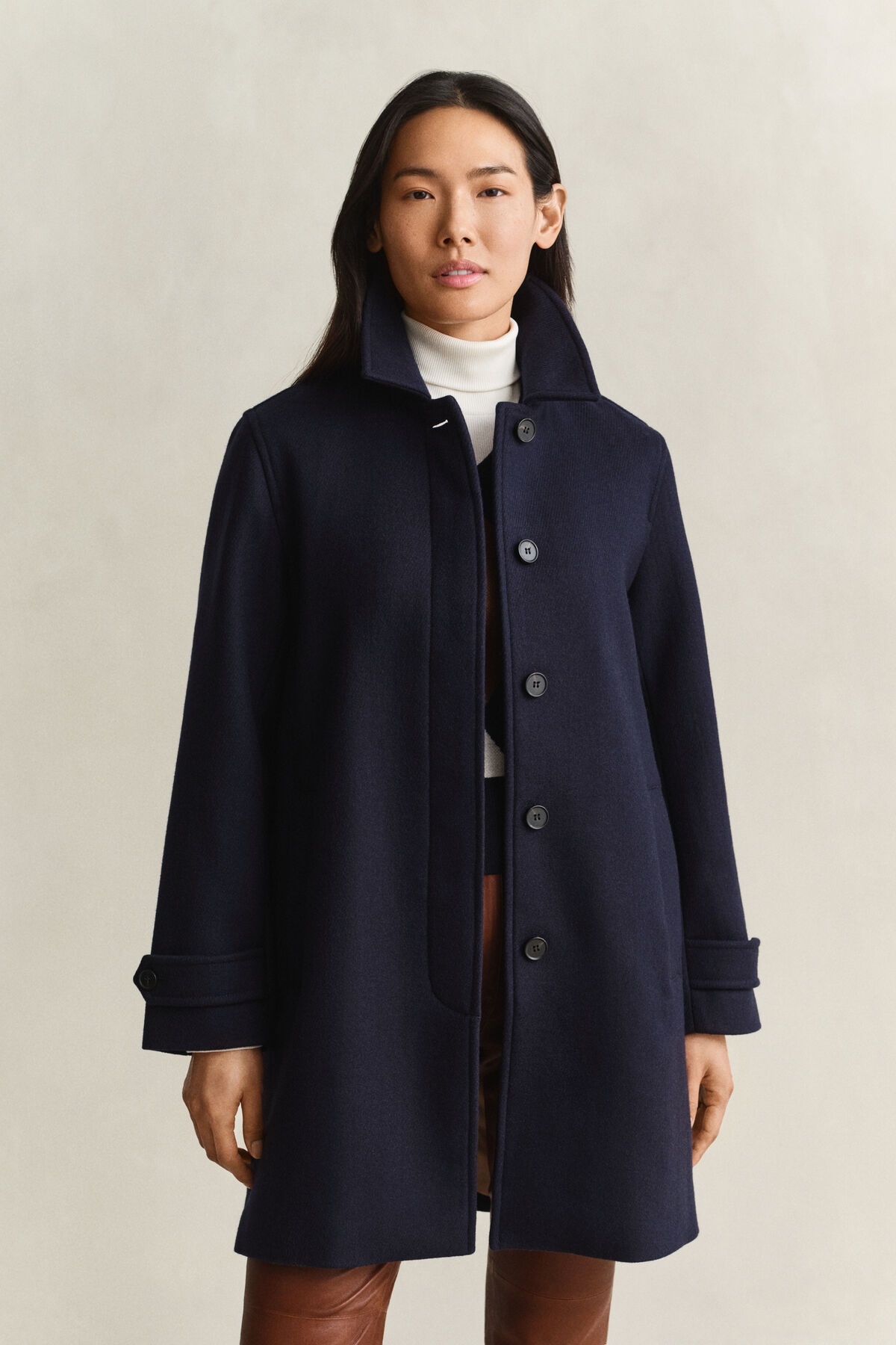 Wool Blend Car Coat — EVENING BLUE