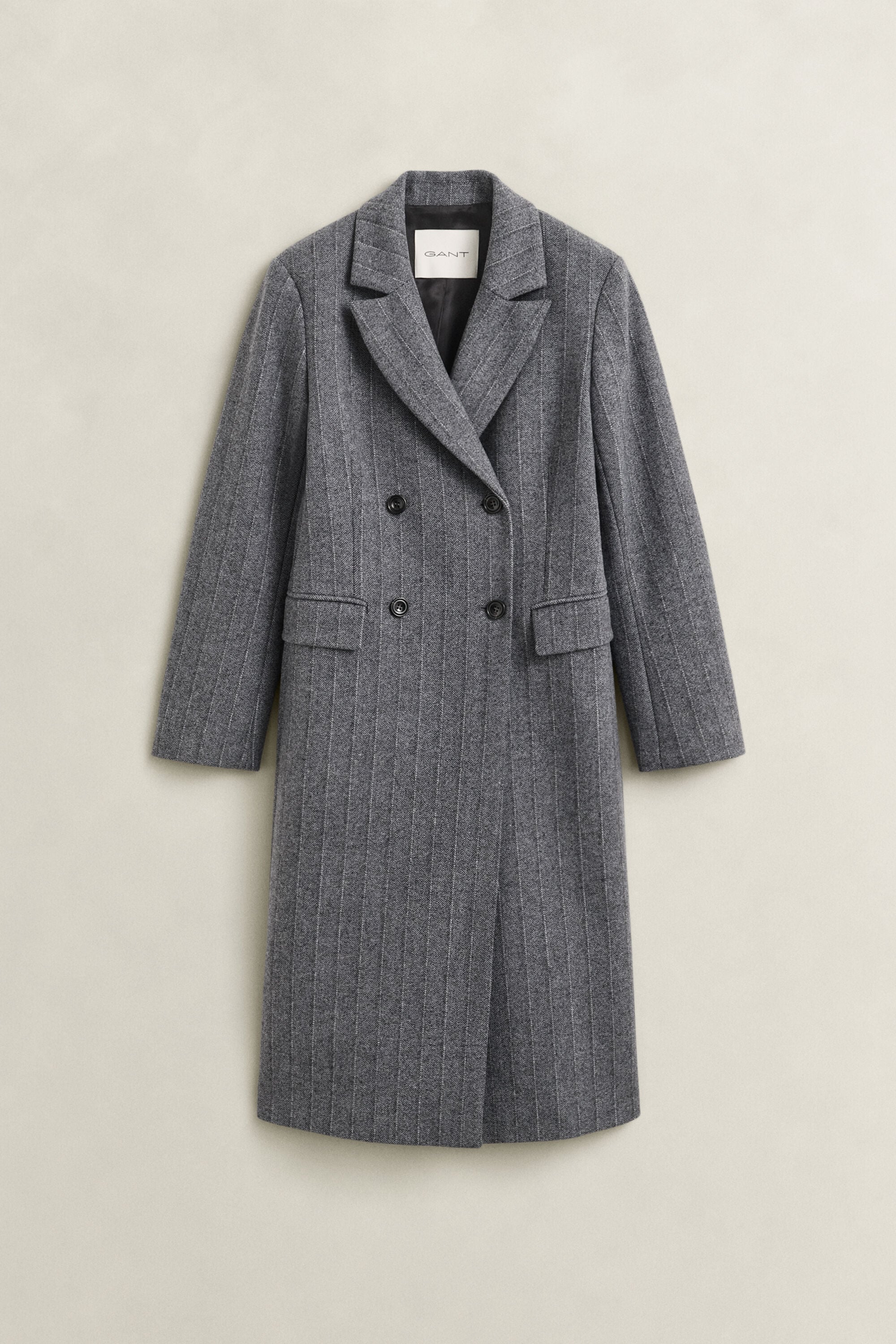 Striped Wool Blend Coat