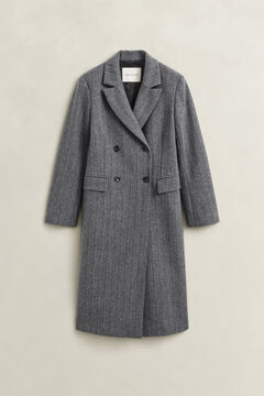 Striped Wool Blend Coat — CHARCOAL MELANGE 1