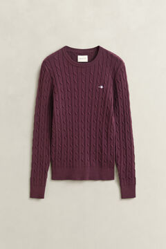 Classic Cable Knit Sweater — DARKENED WINE 1