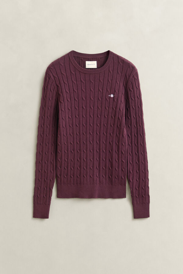 Classic Cable Knit Sweater — DARKENED WINE
