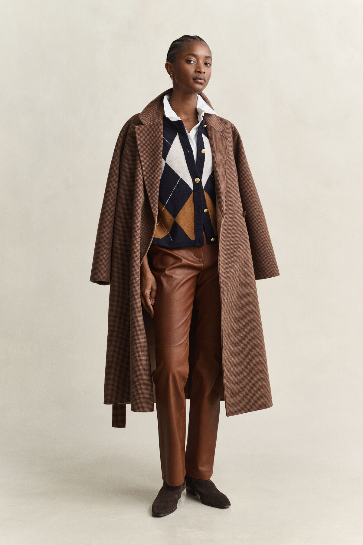 Flared Leather Pants — MAHOGANY BROWN