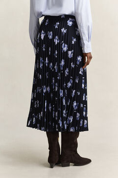 Floral Print Pleated Skirt — EVENING BLUE 2