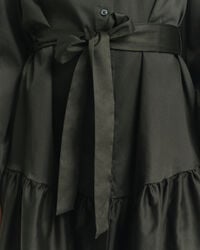 Cotton Satin Long Sleeve Dress