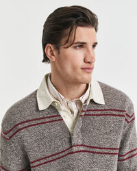 Striped Wool Blend Polo Sweater