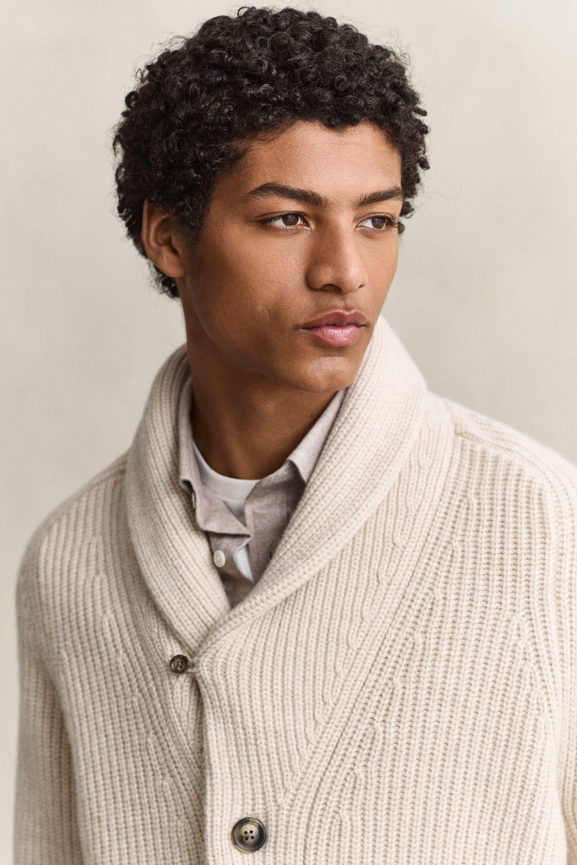 Ribbed Wool Blend Cardigan