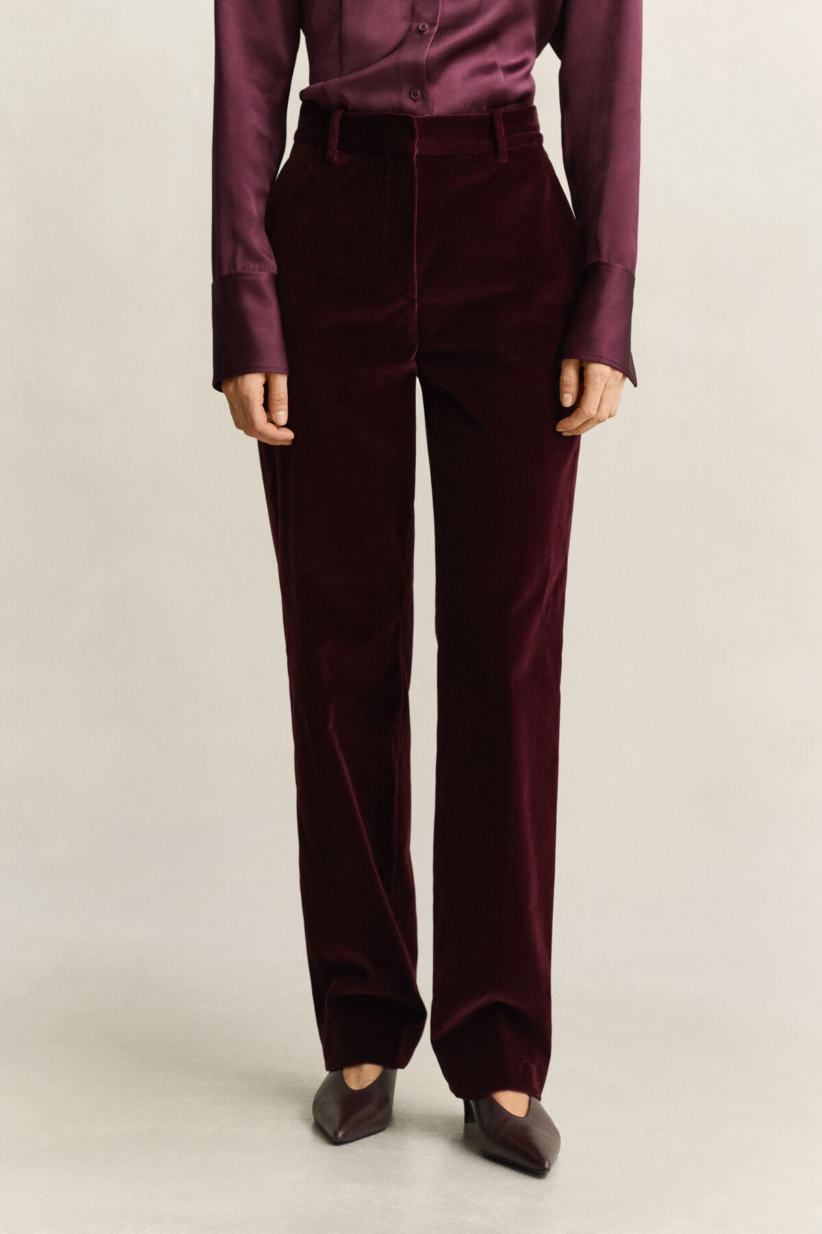 Tailored Velvet Pants — DARKENED WINE