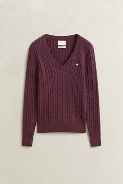 Classic Cable Knit Sweater — DARKENED WINE 1