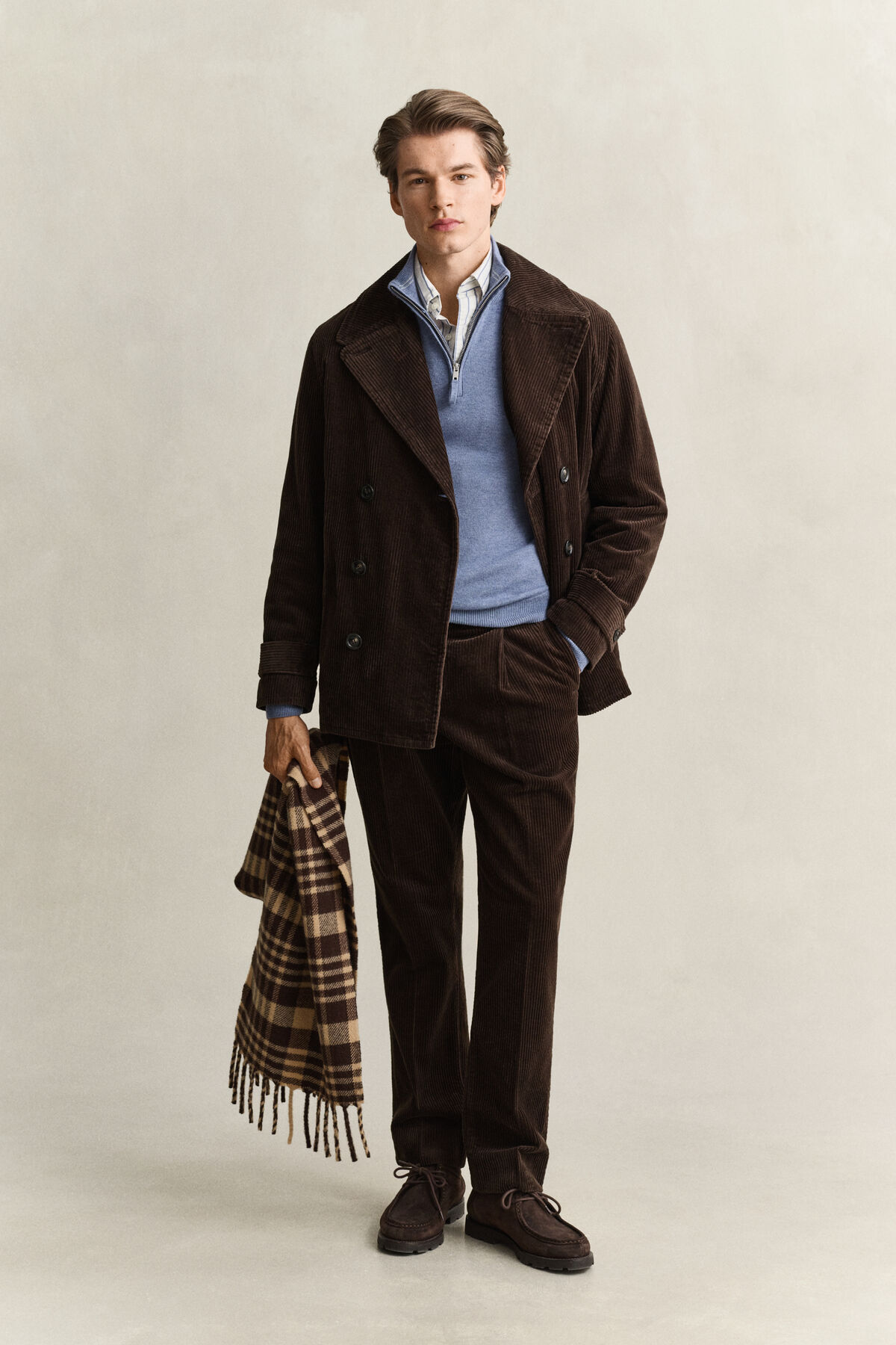 Lambswool Half-Zip Sweater — BLUE HORIZON