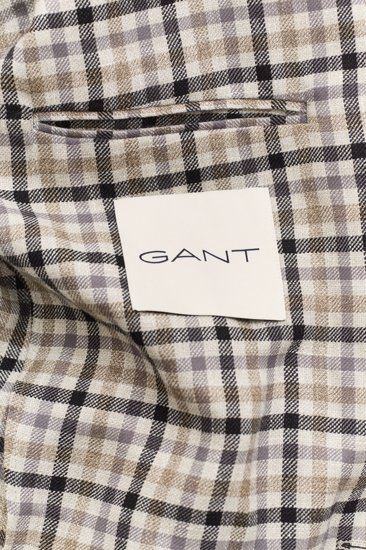 Wool Linen Check Blazer — CREAM