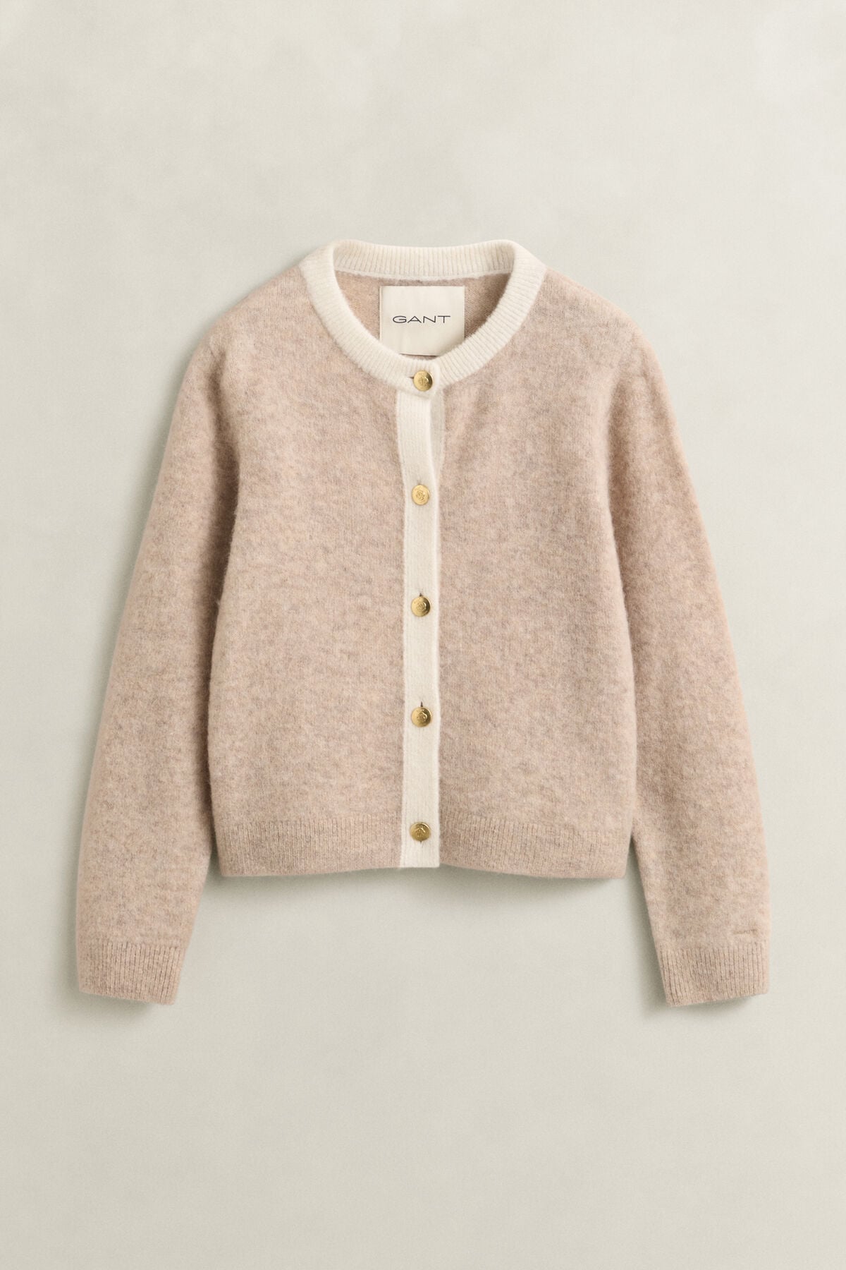 Alpaca Wool Blend Cardigan — LIGHT BEIGE MELANGE
