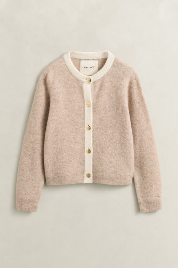 Alpaca Wool Blend Cardigan — LIGHT BEIGE MELANGE