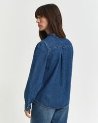 Regular Fit Puff Sleeve Denim Shirt