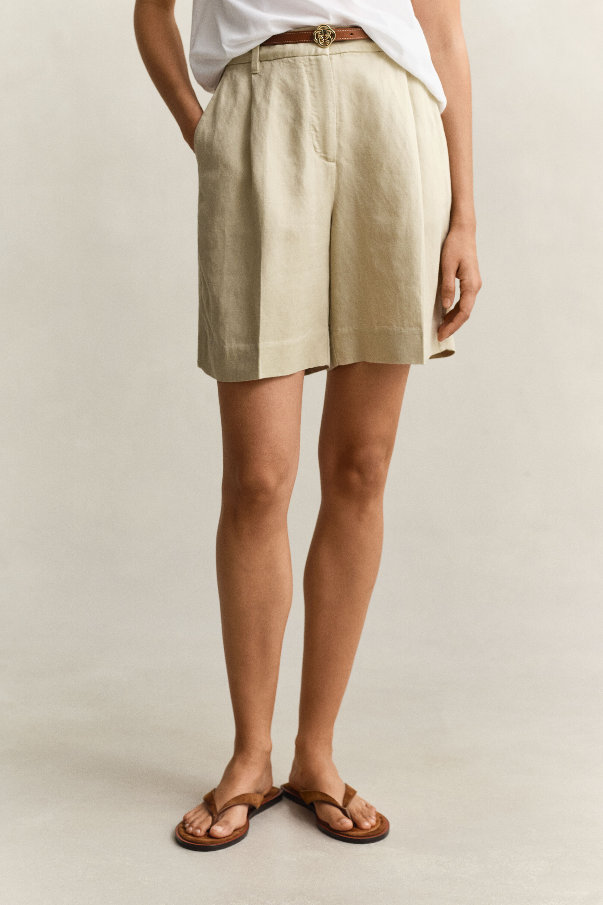 Tailored Linen Blend Shorts