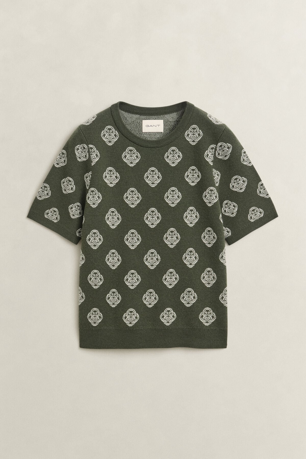 Jacquard-Knitted Monogram Sweater — MOSSY GREEN