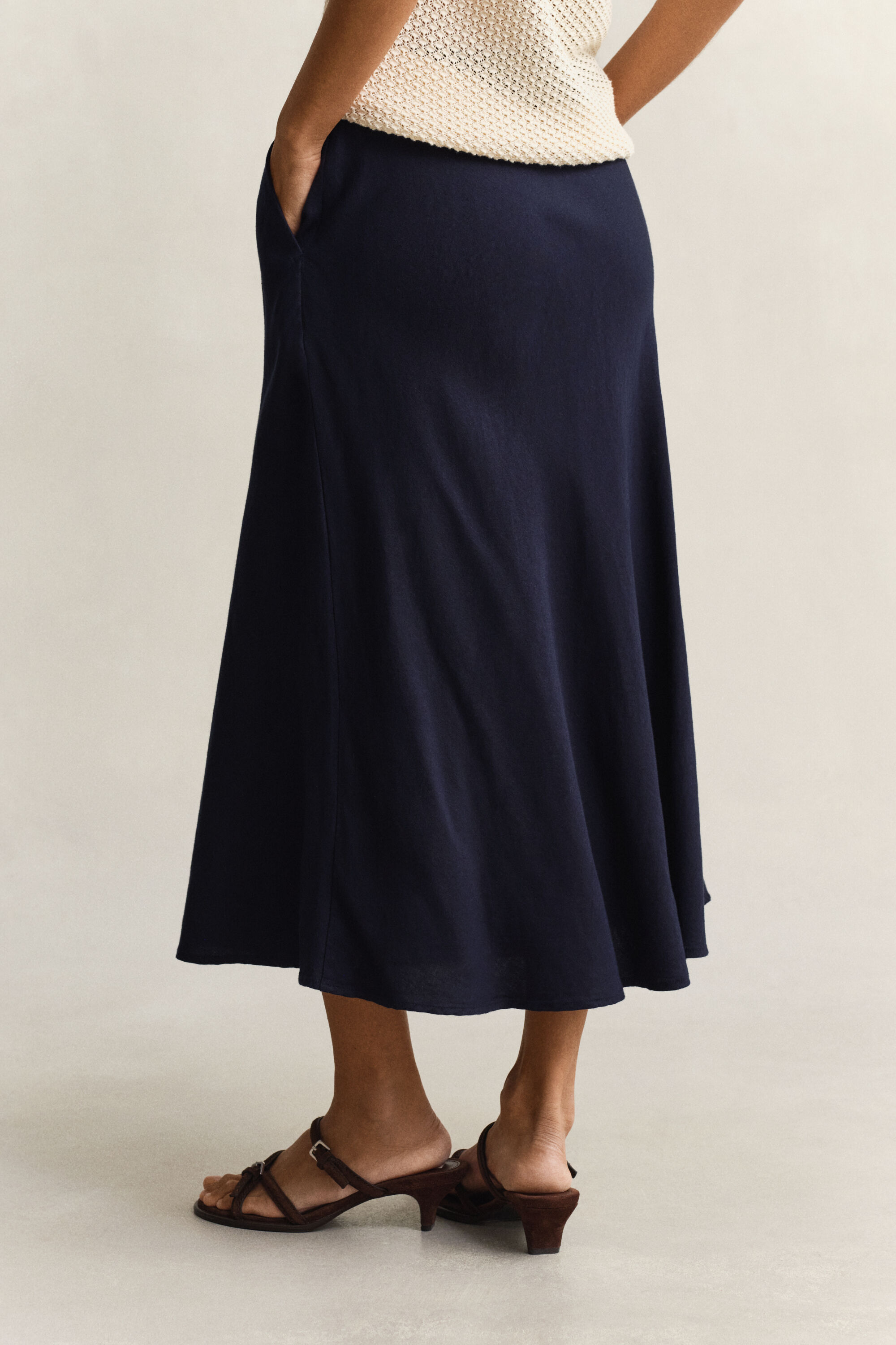 Flared Linen Blend Skirt