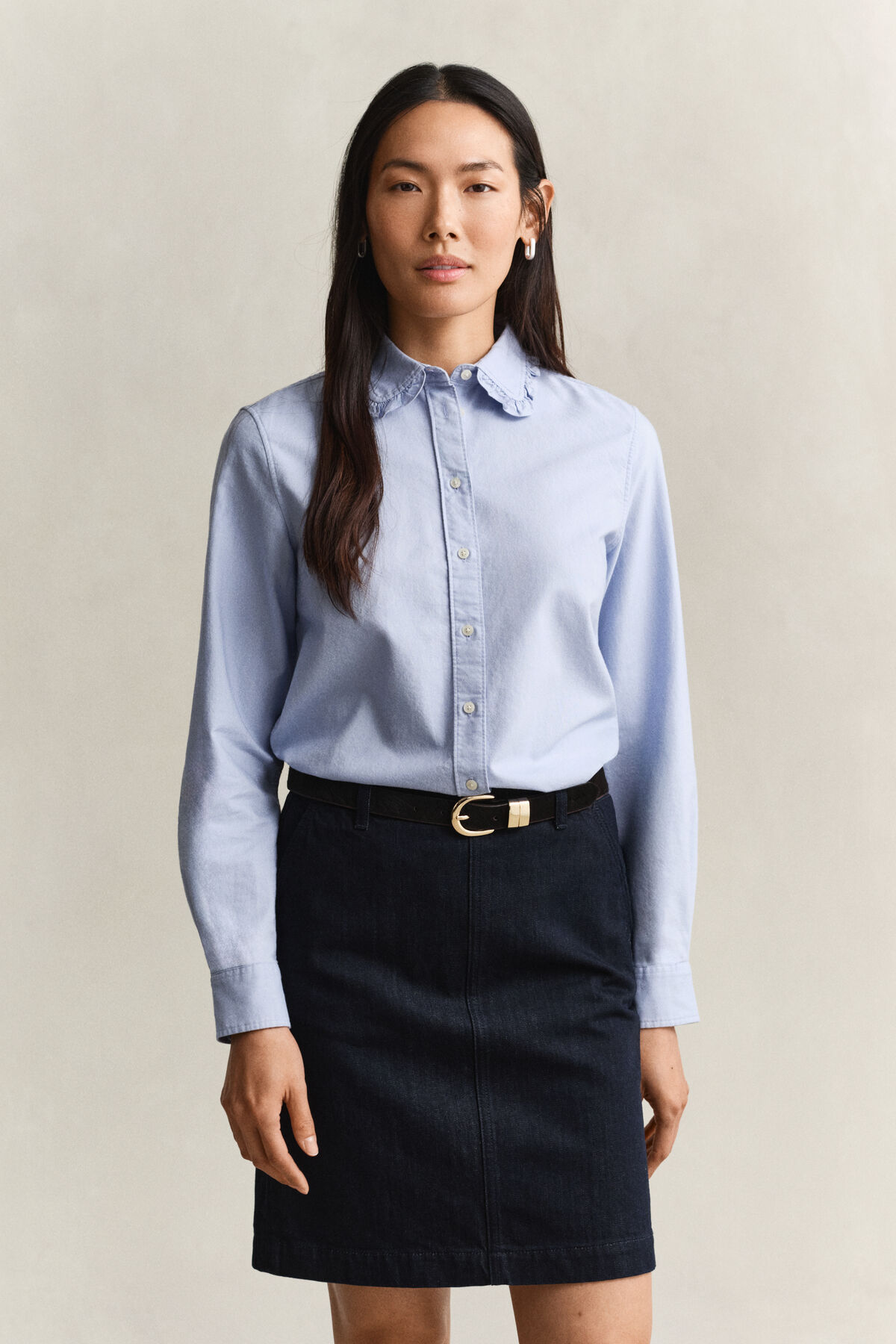 Frilly Classic Oxford Shirt — MISTY LAVENDER
