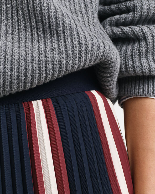 Pleated Striped Skirt