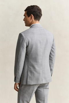 Pinstriped Suit Jacket — GREY MELANGE 2
