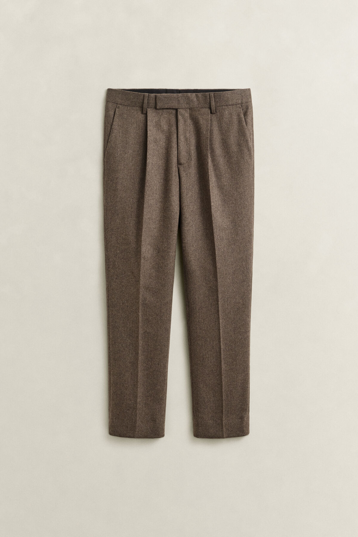 Wool Herringbone Suit Pants — BLACK BROWN