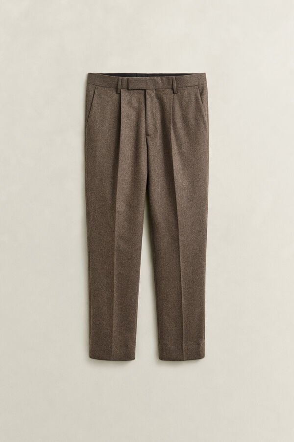 Wool Herringbone Suit Pants — BLACK BROWN