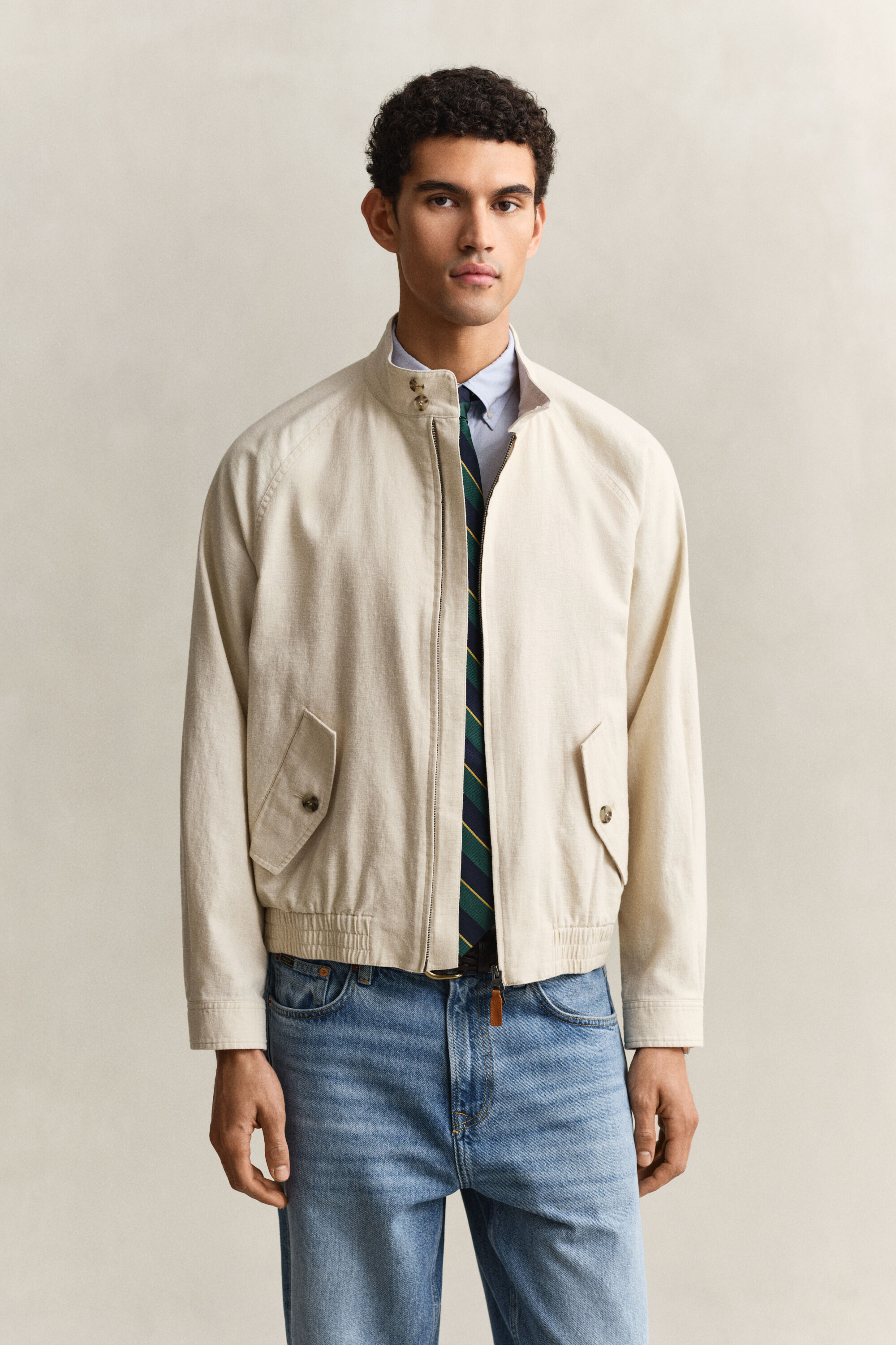 Linen Blend Harrington Jacket