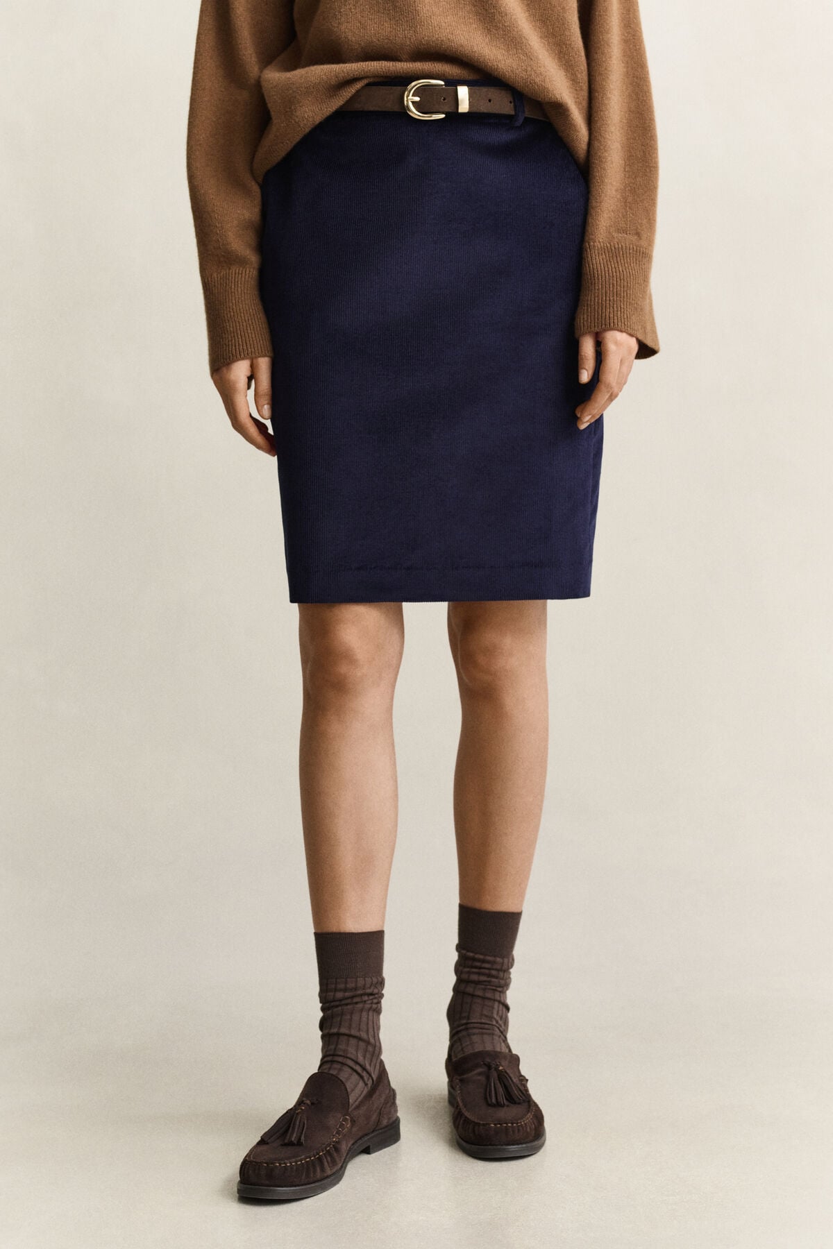 Corduroy Pencil Skirt — EVENING BLUE