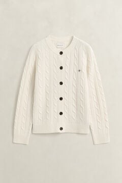 Lambswool Cable Knit Cardigan — CREAM 2