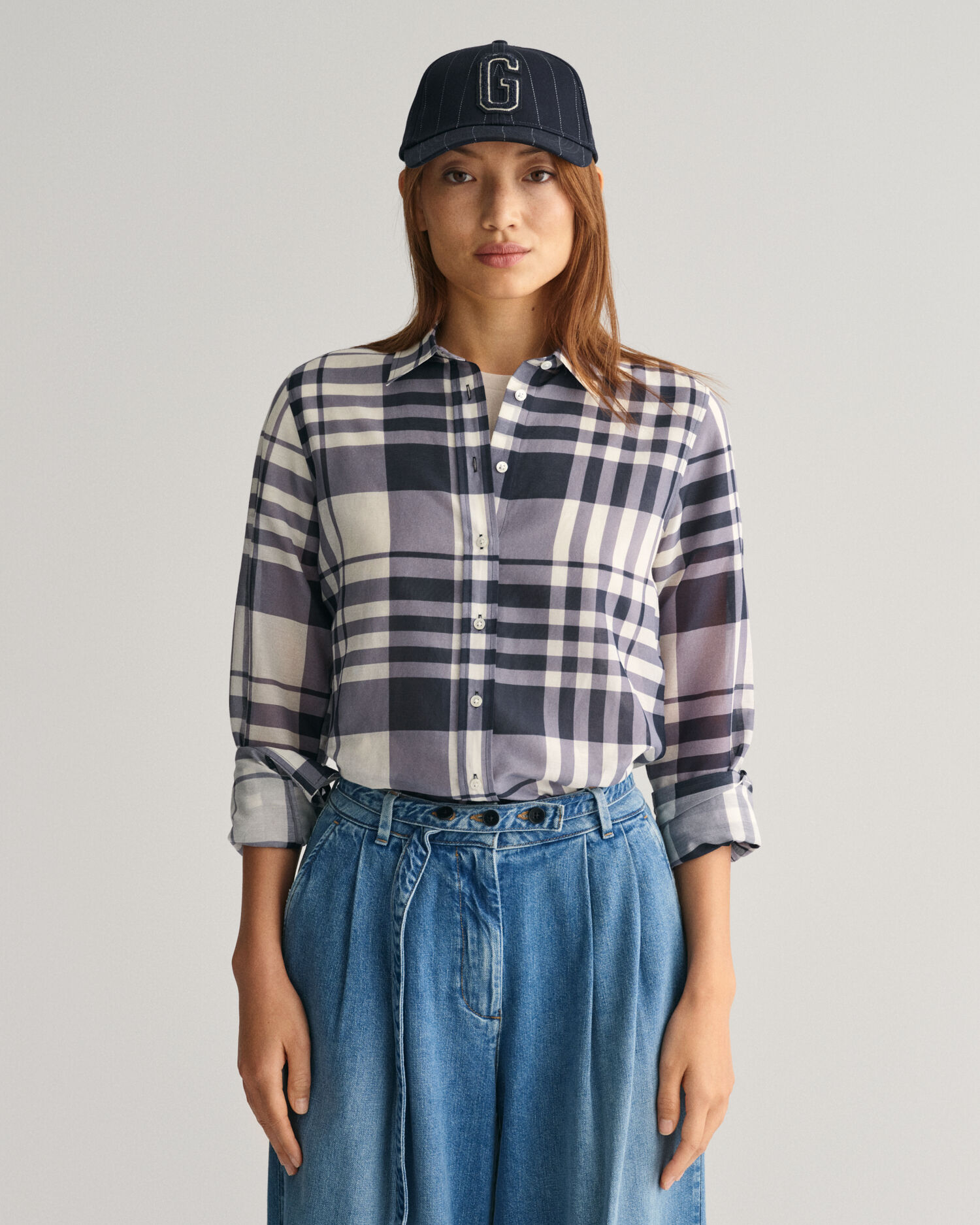 Regular Fit Checked Cotton Silk Shirt GANT