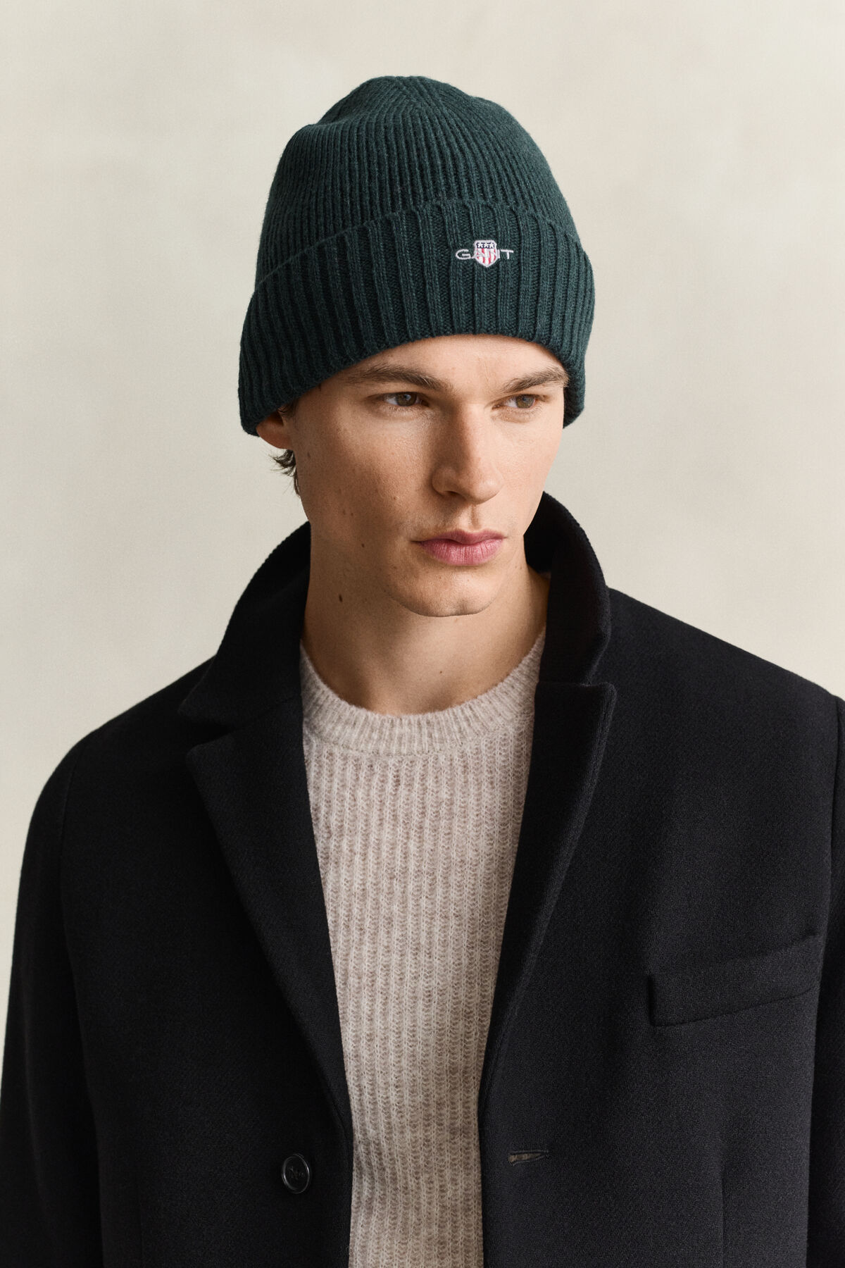Shield Wool Beanie — TARTAN GREEN