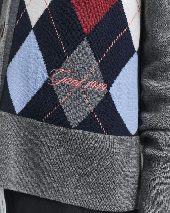 Argyle V-Neck Cardigan