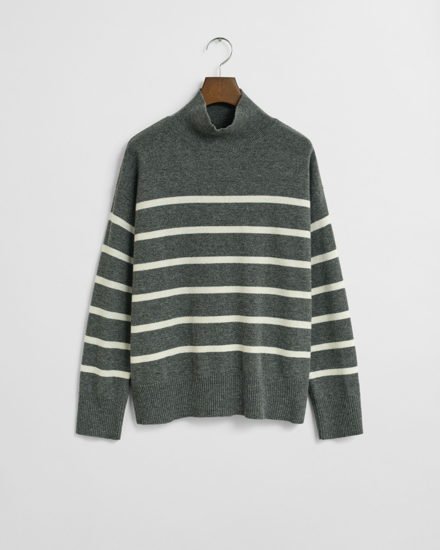Striped Superfine Lambswool Turtleneck Sweater