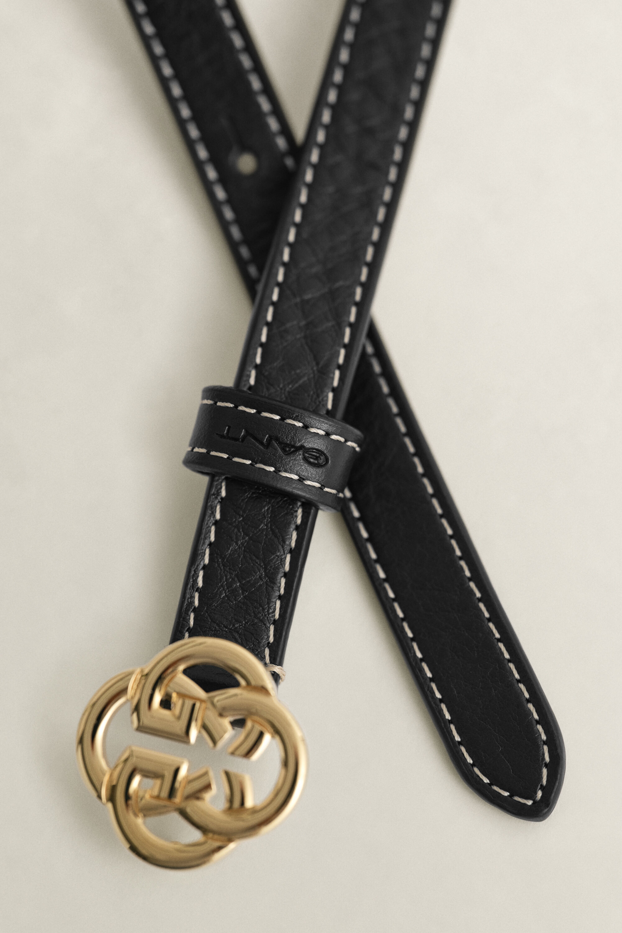 Monogram Buckle Leather Belt
