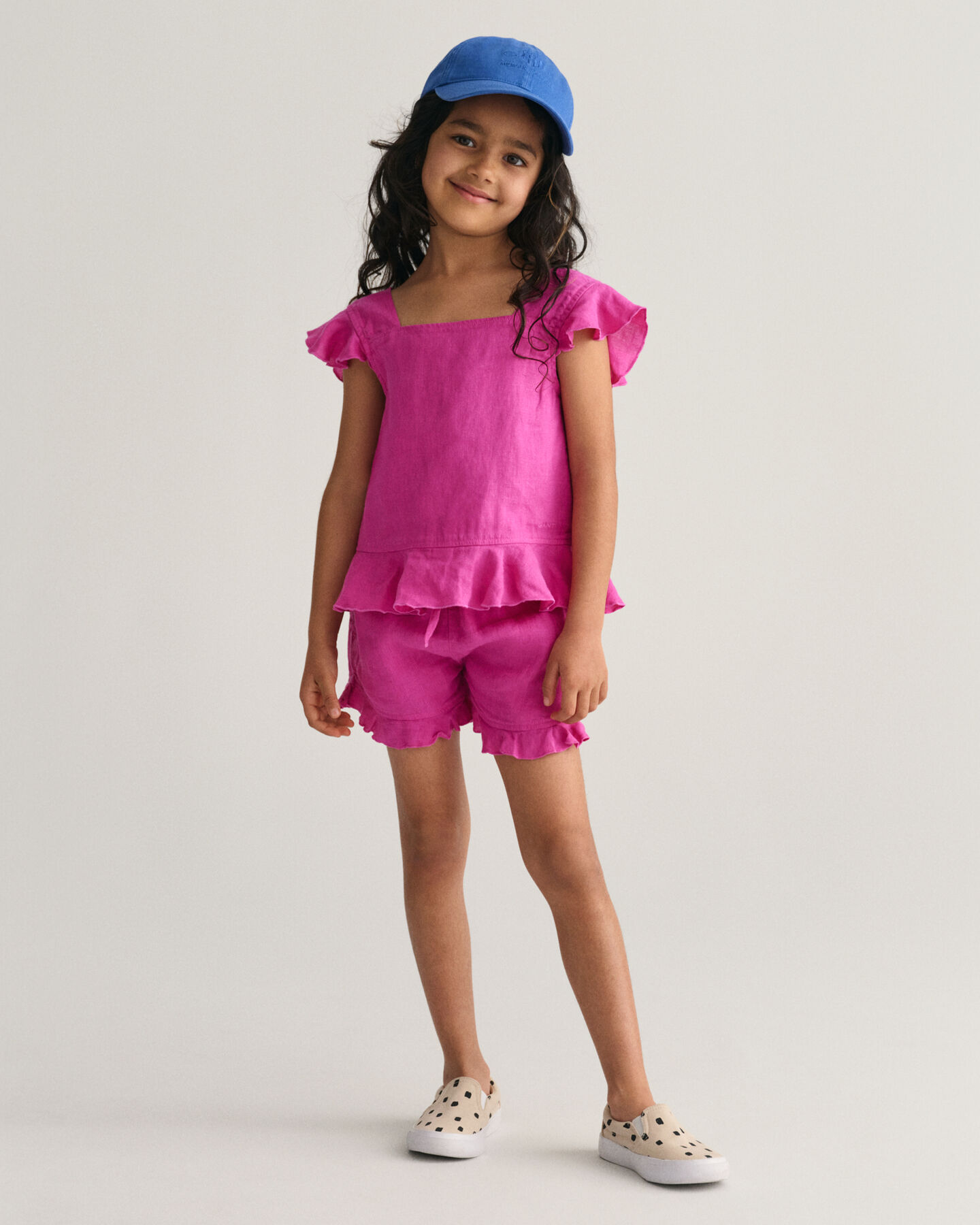 Girls Frilly Linen Top