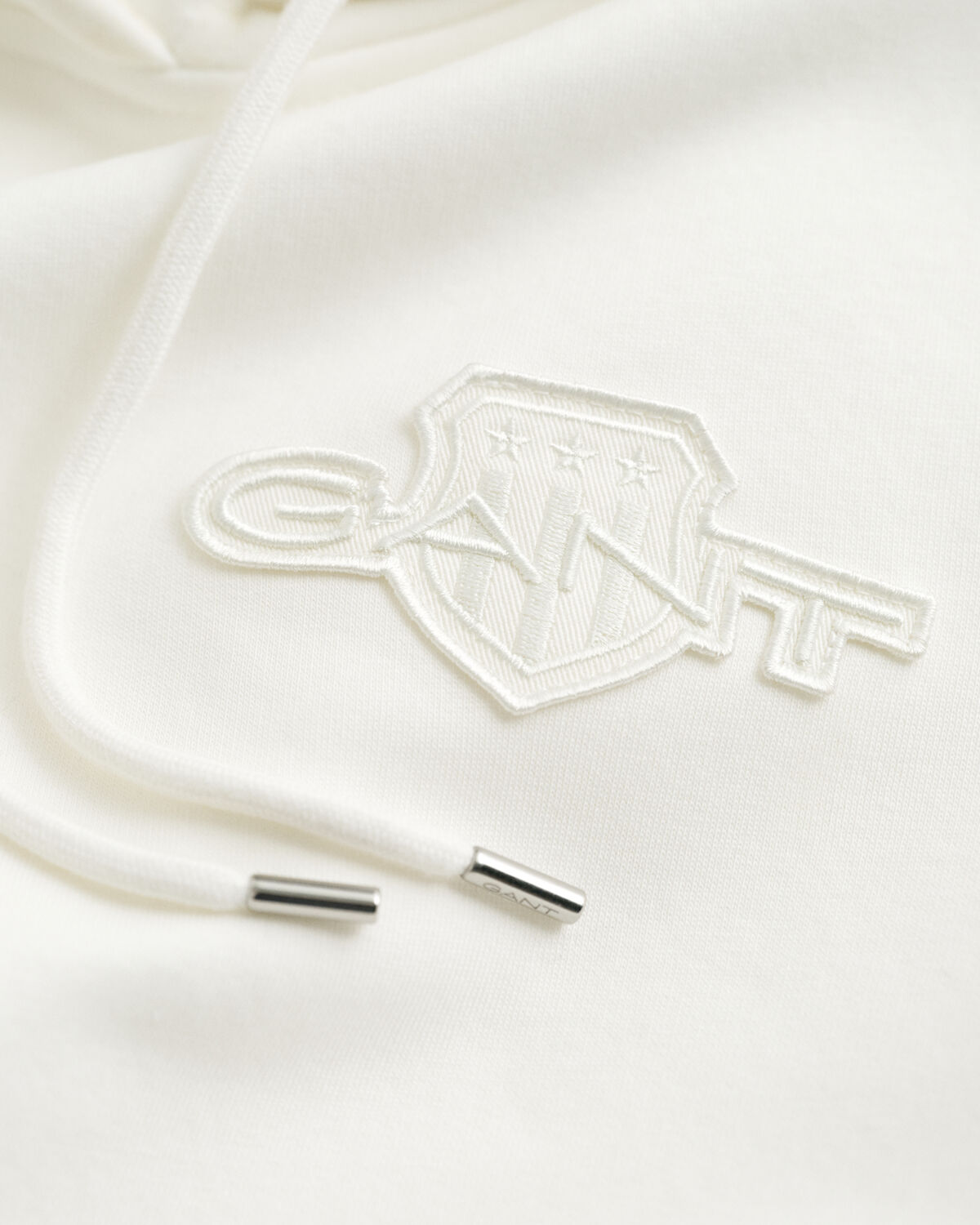 Tonal Shield Hoodie — EGGSHELL
