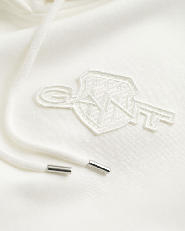 Tonal Shield Hoodie — EGGSHELL