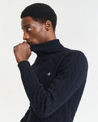 Cotton Cable Knit Turtleneck Sweater