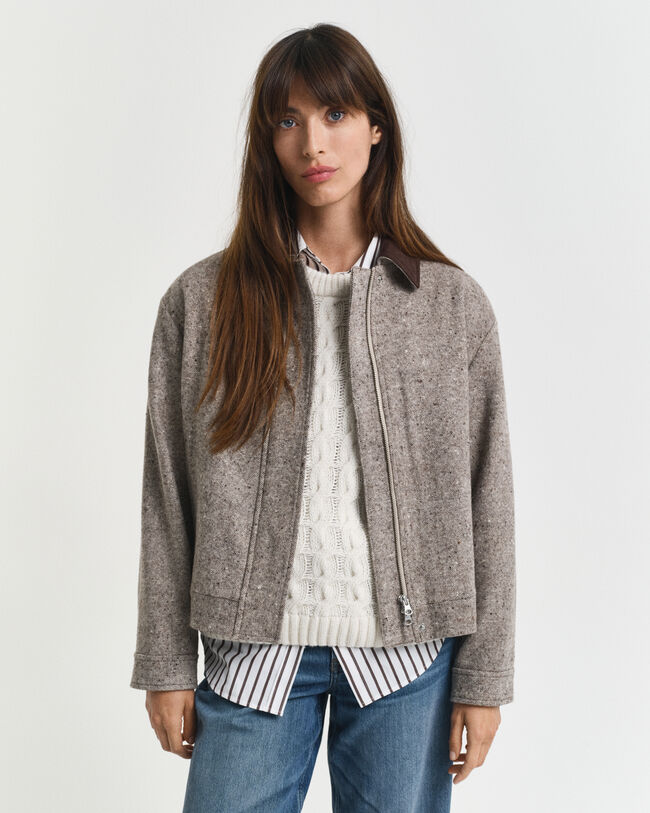 Contrast Collar Wool Jacket