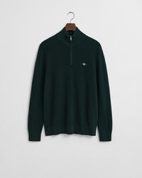 Ribbed Cotton Merino Wool Half-Zip Sweater