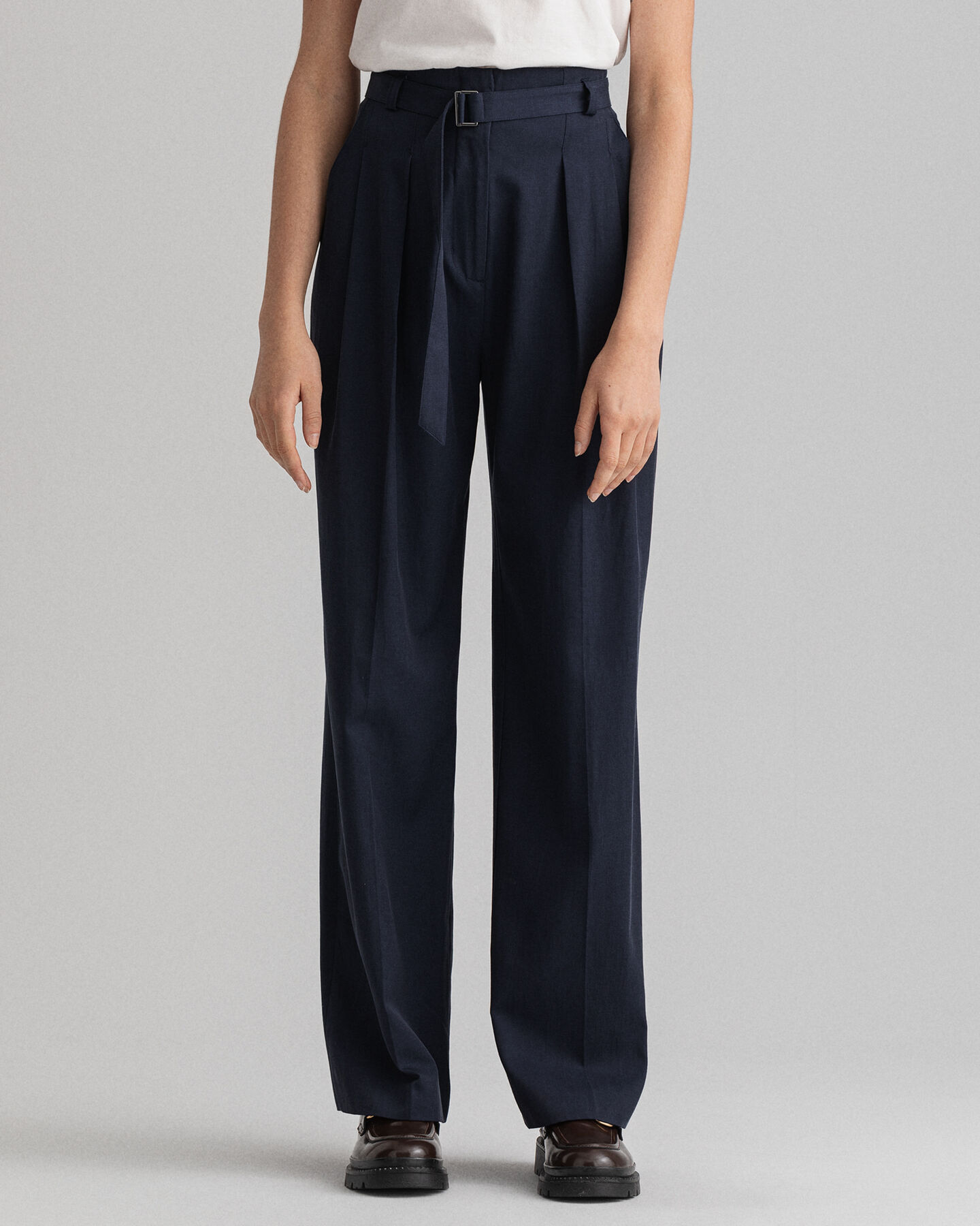 High-Waisted Fluid Pleated Chinos