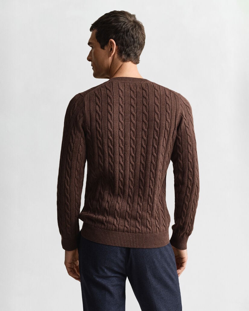 Cotton Cable Knit Crew Neck Sweater