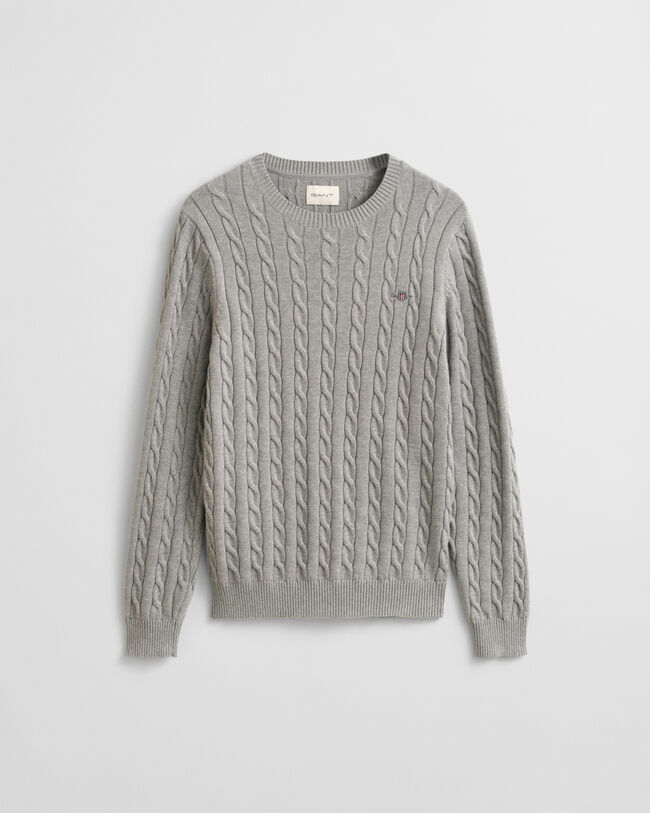 Cotton Cable Knit Crew Neck Sweater